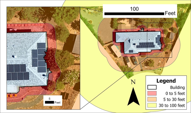 top-down view of house highlighted with different zones